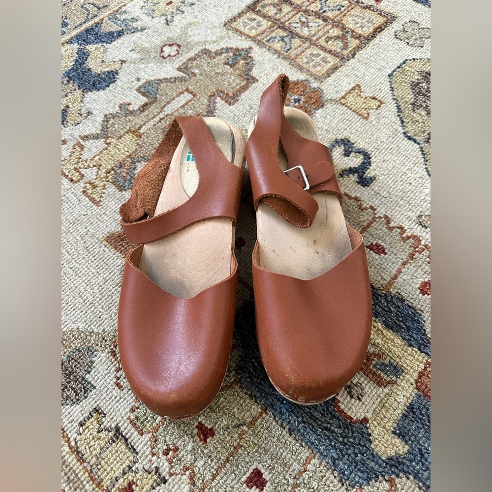 Lotta From Stockholm Brown Leather Clogs sz 39